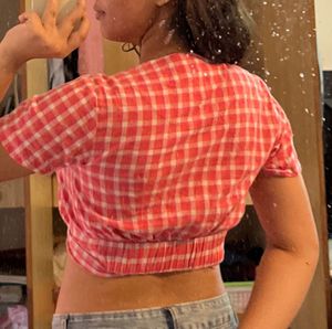Pink Gingham Crop Top
