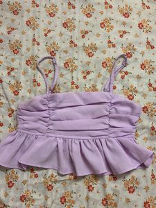 Cute Lilac Ruched Crop Top