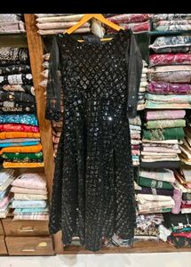 Stunning Black Sequined Anarkali Gown