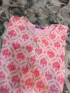 Pink Printed A-Line | Indie Boho Ethnic Kurti