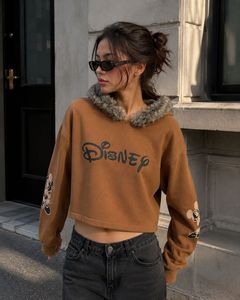 Disney-Inspired Faux Fur Cropped Hoodie