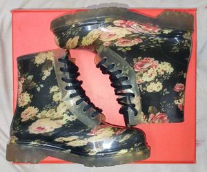 new look floral  lace up rain boots