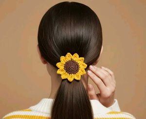 Handmade Crochet Sunflower Hair Tie