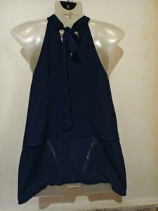 SHEIN Navy Blue Layered Halter Neck Top