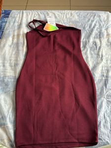 Maroon Ribbed Bodycon Dress