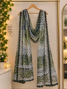 Elegant Green & White Printed Dupatta