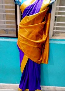 Vibrant Purple &amp; Gold Silk Saree