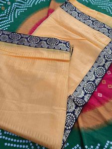 Elegant Peach Saree with Detailed Border