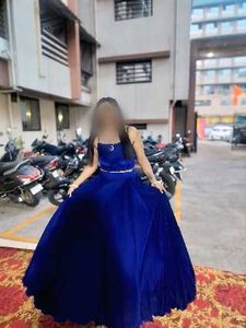 Royal Blue Velvet Lehenga Set