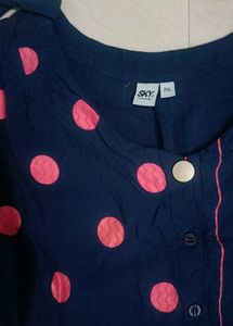Navy Blue Polka Dot Top