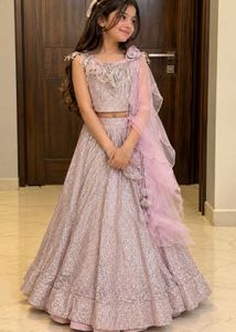 pink-silver sequin lehenga set
