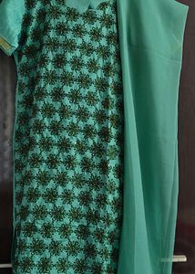 Beautiful Teal Embroidered Kurta Set with Dupatta