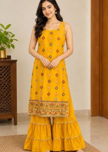 Yellow Embroidered Kurta Set