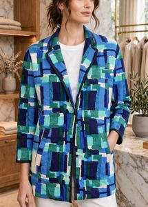 Vibrant Abstract Print Blazer Jacket