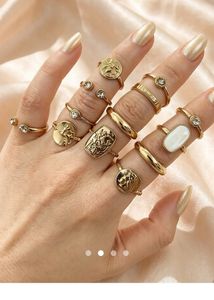 Boho rose gold Ring Set