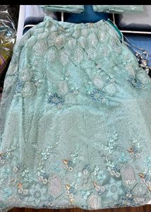 Elegant Mint Green Embroidered Lehenga Choli