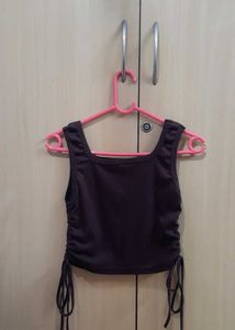 Trendy Dark Brown Cinched Tank Top