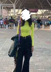 Lime Green Cut-Out Long Sleeve Crop Top