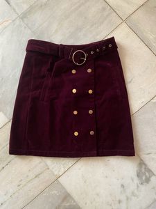 SHEIN maroon velvet mini skirt