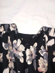 Floral Print Midi Skirt with Mesh Detail