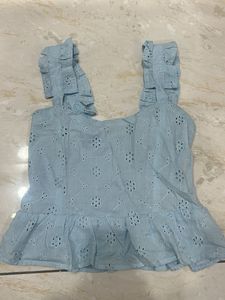 Baby Blue Eyelet Lace Tank Top