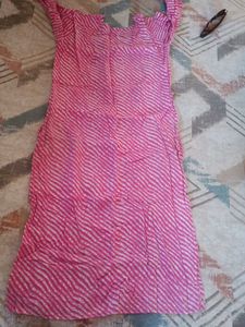 Pink &amp; White Striped Kurta