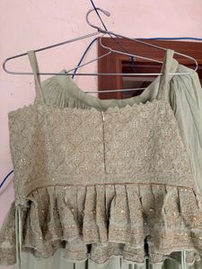 Indowester Green lehenga set