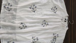 Beautiful White Top With Blue Embroidery❣️