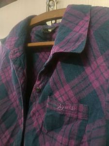 y2k alt grunge Purple &amp; Black Plaid Button Shirt