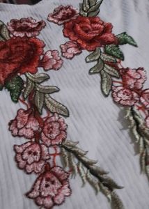 White Floral Embroidered T-Shirt