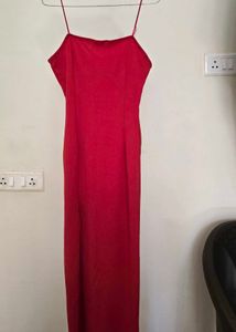 Red Maxi Dress with Thigh Slit