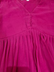 Elegant Pleated pink Ethnic Kurta
