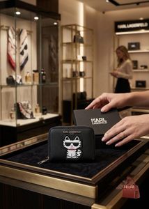 Karl Lagerfeld Black Wallet with Cat Design