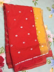 Red & Yellow Handloom Saree🌟♥️