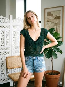 💝Green Crochet Knit Top I