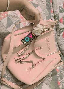 Cute Pink Backpack with "LOVE" Charm
