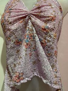 Sparkling baby pink party Halter Neck Top