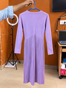 Elegant Purple Pleated Midi Dress
