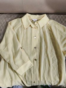 Light Yellow Collared Button-Up Blouse
