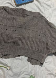 Taupe Brown Coquette Ribbon Crop Cardigan