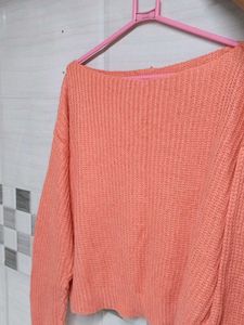 Coral Boat Neck Knit Sweater
