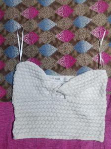 Cream Cropped Knit Top