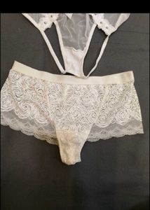 Sheer Lace Thong &amp; Brief Set