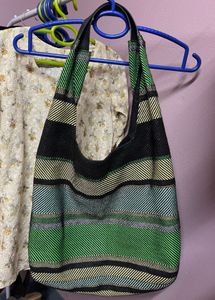 H&M Striped Hobo Bag