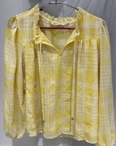 Chic Yellow Plaid Blouse