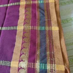 Double Side Bordered Maroon  Saree