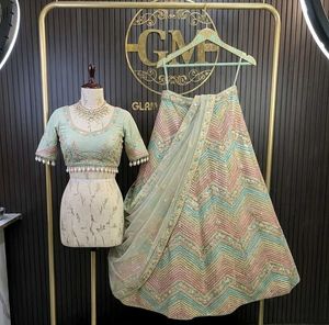 Stunning Pastel Embroidered Lehenga Choli
