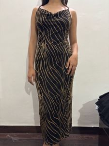 Sparkly Black &amp; Gold Zebra Print Dress