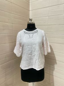 White Embroidered Ethnic Top