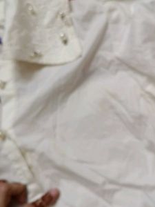 Elegant Pearl Embellished White Blouse